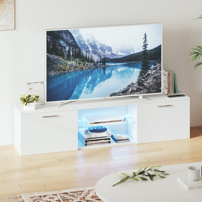 Advwin LED TV Unit Cabinet Entertainment Unit White