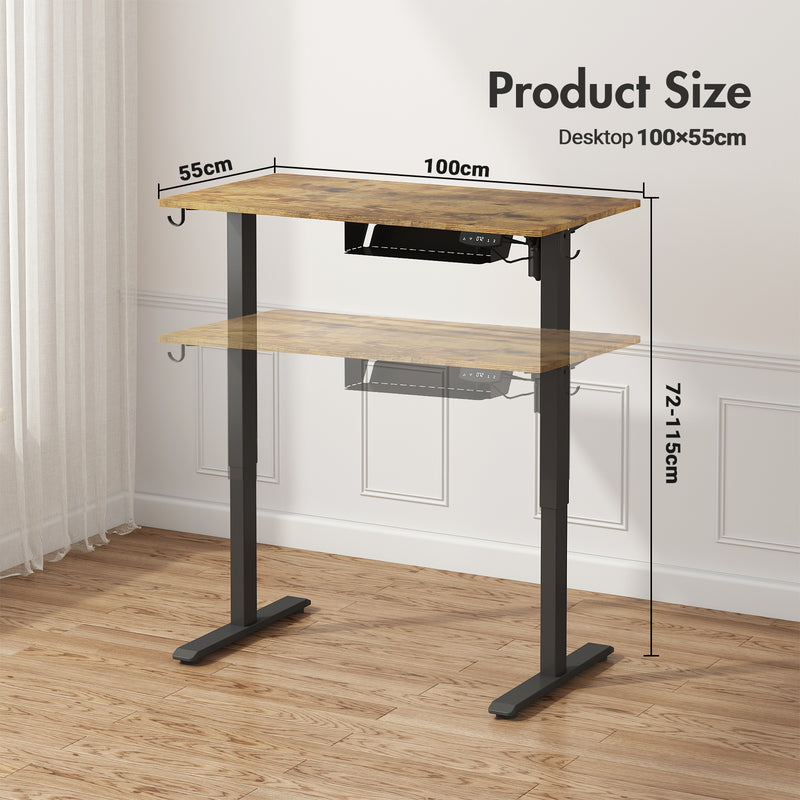 Advwin Electric Standing Desk Height Adjustable 100cm Black