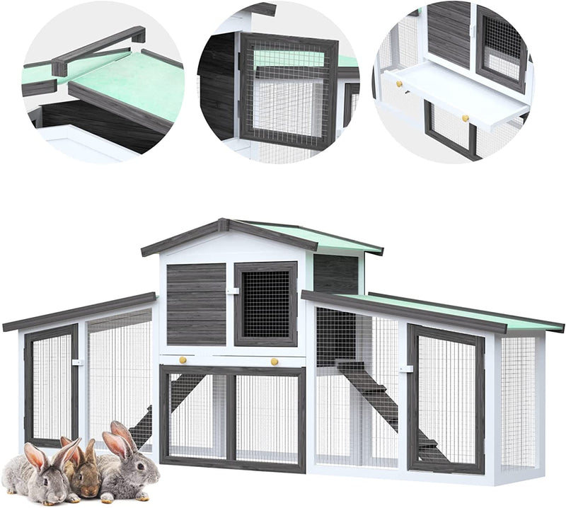 Advwin Rabbit Hutch Chicken Coop 2 Level