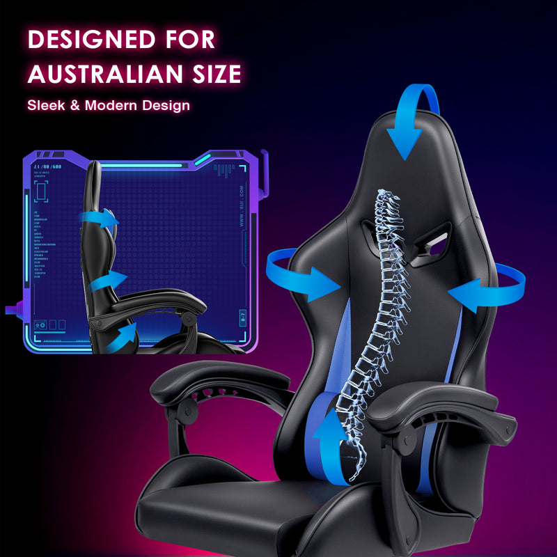 Advwin Gaming Desk and Gaming Chair Set Black & Blue