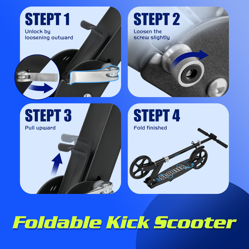 Advwin Kick Scooter Folding Scooter 3 Adjustable Height