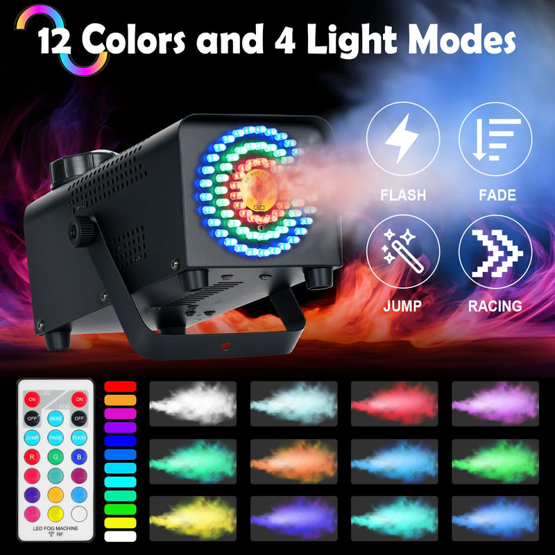 Advwin Fog Machine with12 RGB Colorful and 4 Effect