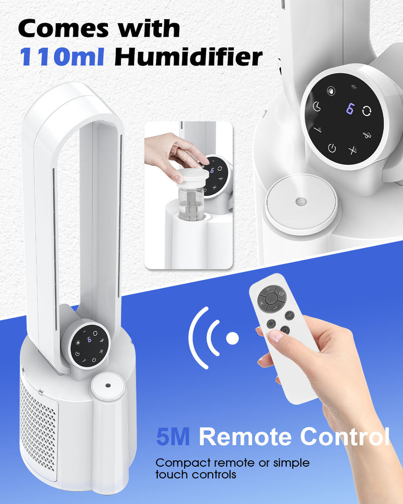 Advwin Portable Bladeless Tower Fan Humidifier