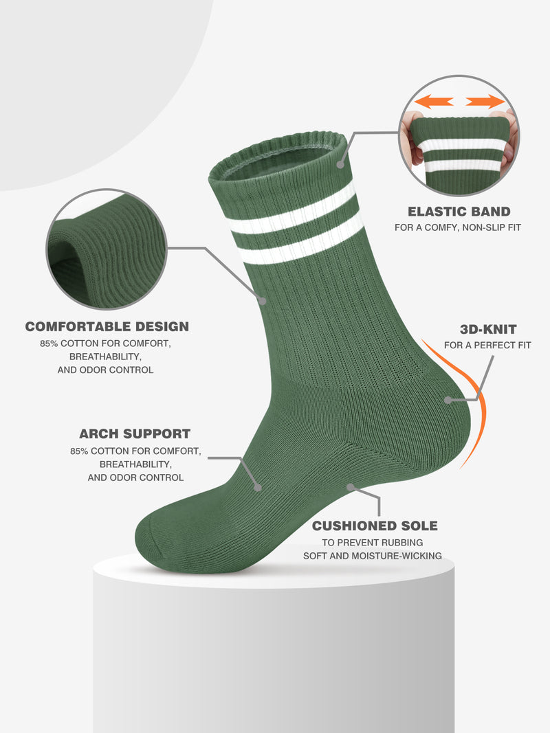 Advwin Double Striped Crew Socks for Men & Women