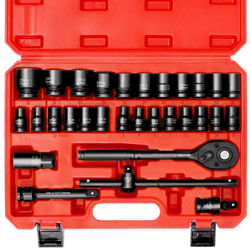 Advwin 1/2 Inch Drive Deep Impact Socket Set 30PCS