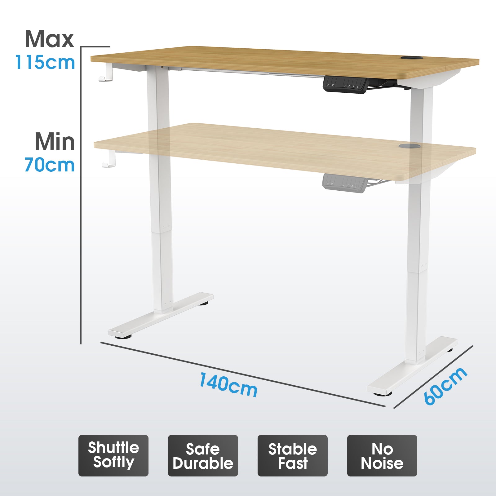 Advwin Adjustable Height Electric Standing Desk 140cm